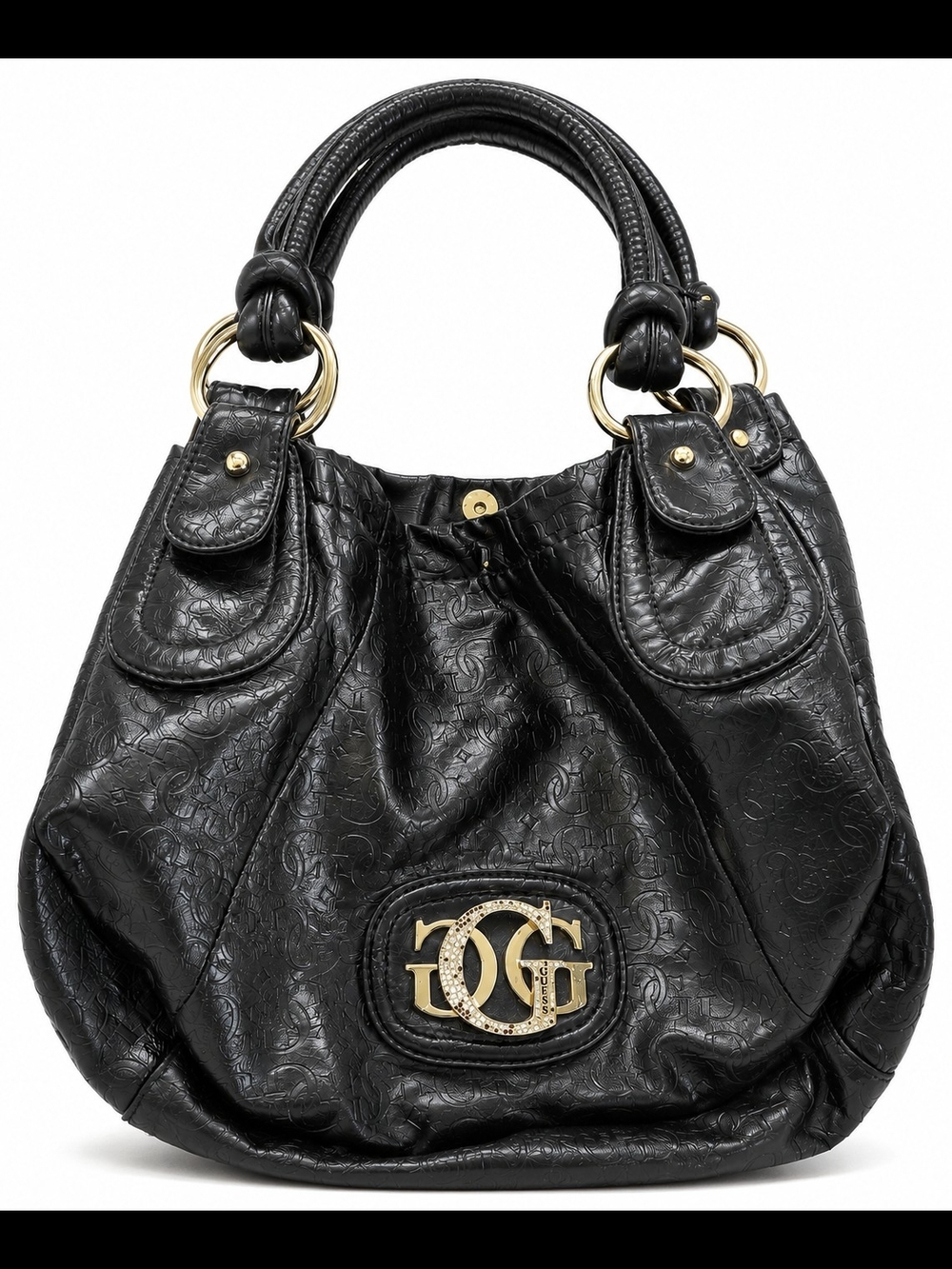 Guss Black Leather Hobo Shoulder bag "vintage"